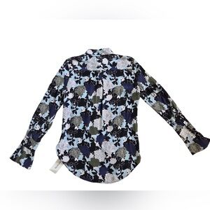 Equipment Size Small Floral Print Blouse - Blue, Black, White